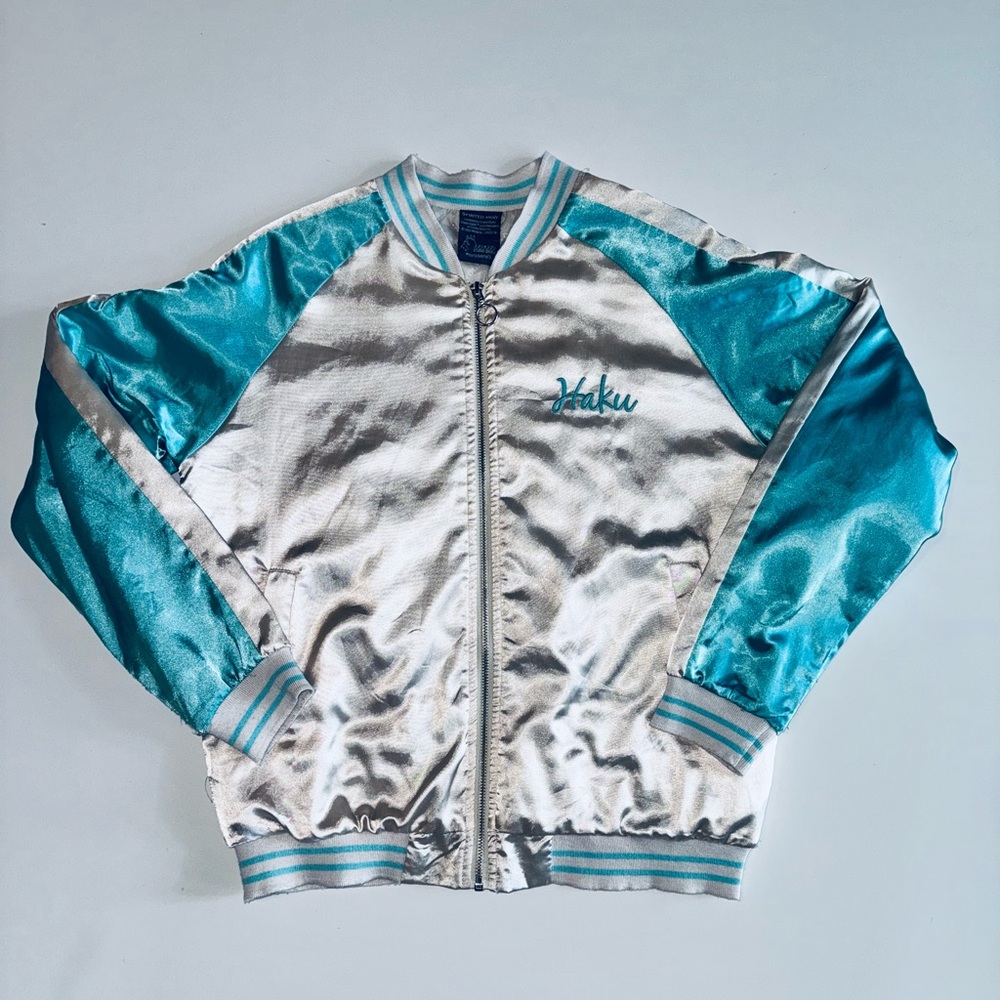Haku Spirited Away Tan and Teal Satin Jacket - Picture 2 of 6